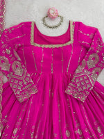 Thumbnail for Prazu Fashion Pink Georgette Thread Sequin Lehenga Style Suit