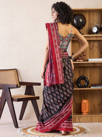 Thumbnail for NOZ2TOZ Women's Cotton Black Printed Ready to Wear With Blouse Piece - Distacart
