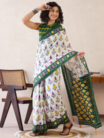 Thumbnail for NOZ2TOZ Women's Cotton White Printed Ready to Wear With Blouse Piece - Distacart