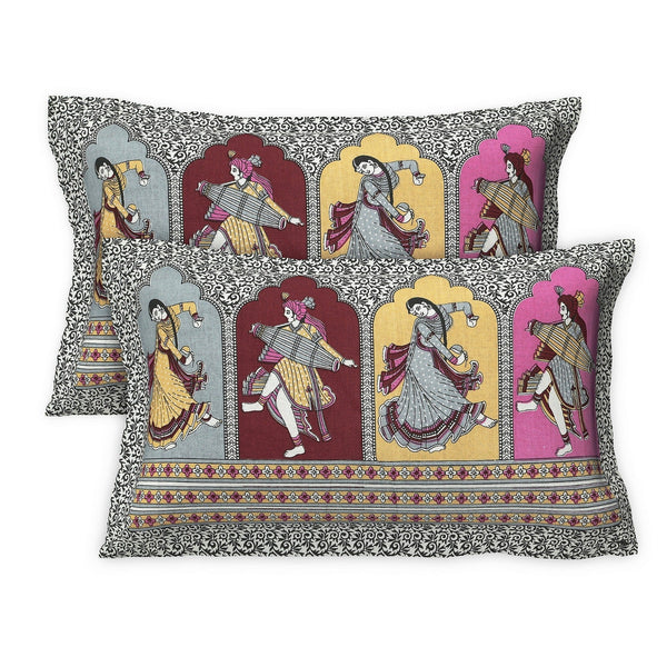 Rudra Bazaar Multicolour 210 TC Cotton Double King Bedsheet With 2 Pillow Covers - Distacart