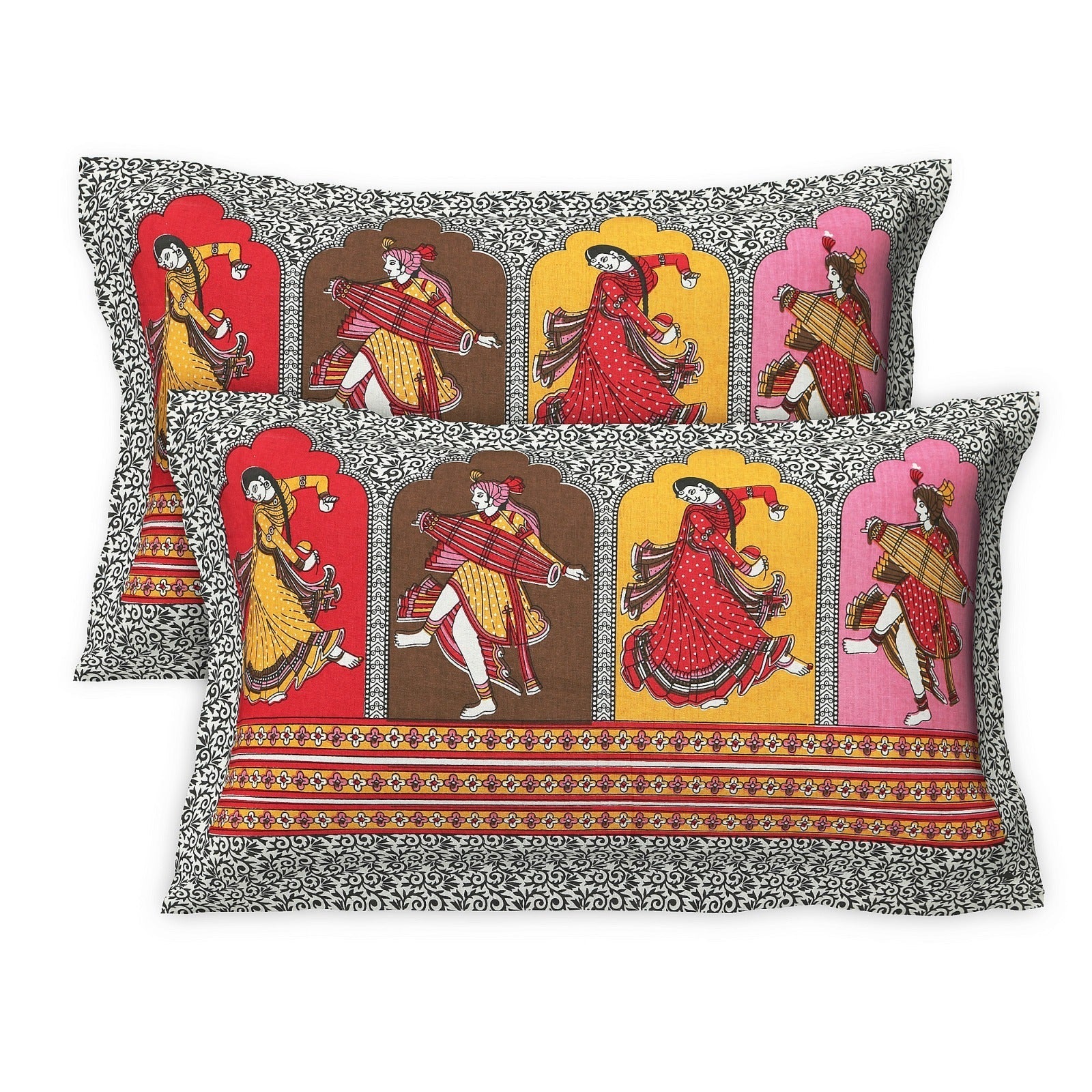 Rudra Bazaar Multicolour 210 TC Cotton Double King Bedsheet With 2 Pillow Covers - Distacart