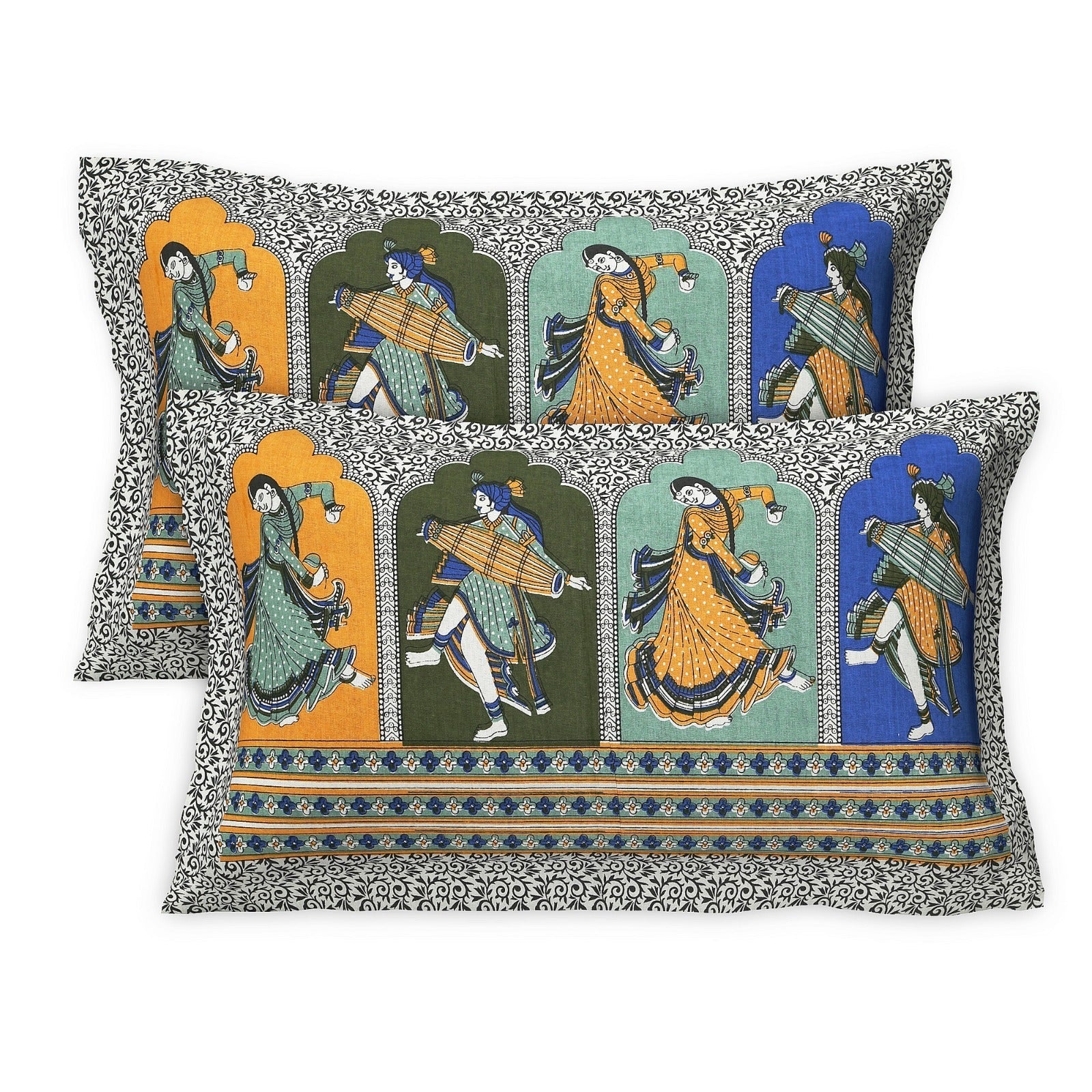 Rudra Bazaar Multicolour 210 TC Cotton Double King Bedsheet With 2 Pillow Covers - Distacart