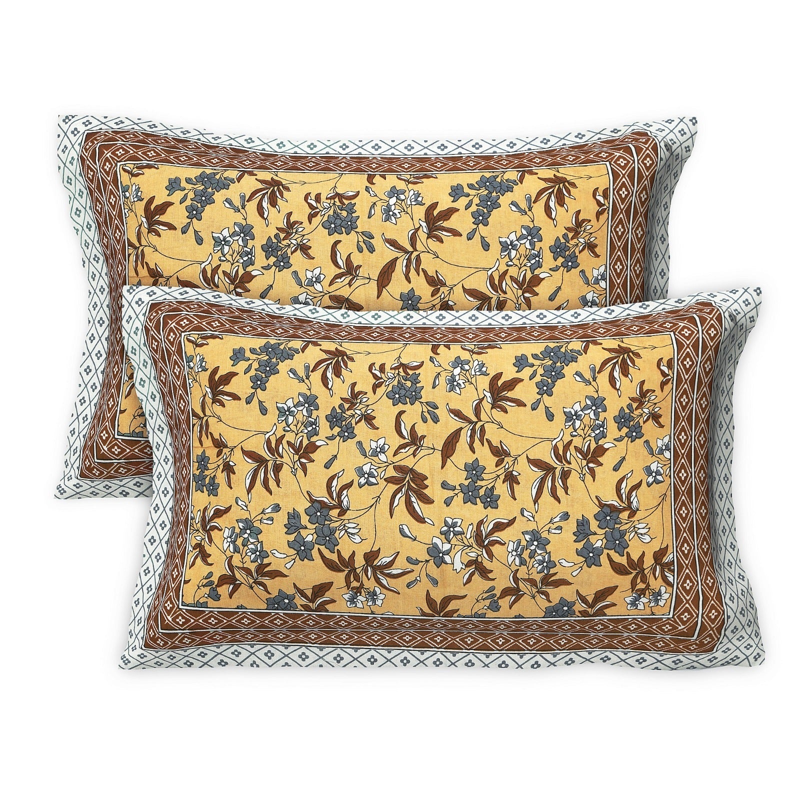 Rudra Bazaar Multicolour 210 TC Cotton Double King Bedsheet With 2 Pillow Covers - Distacart