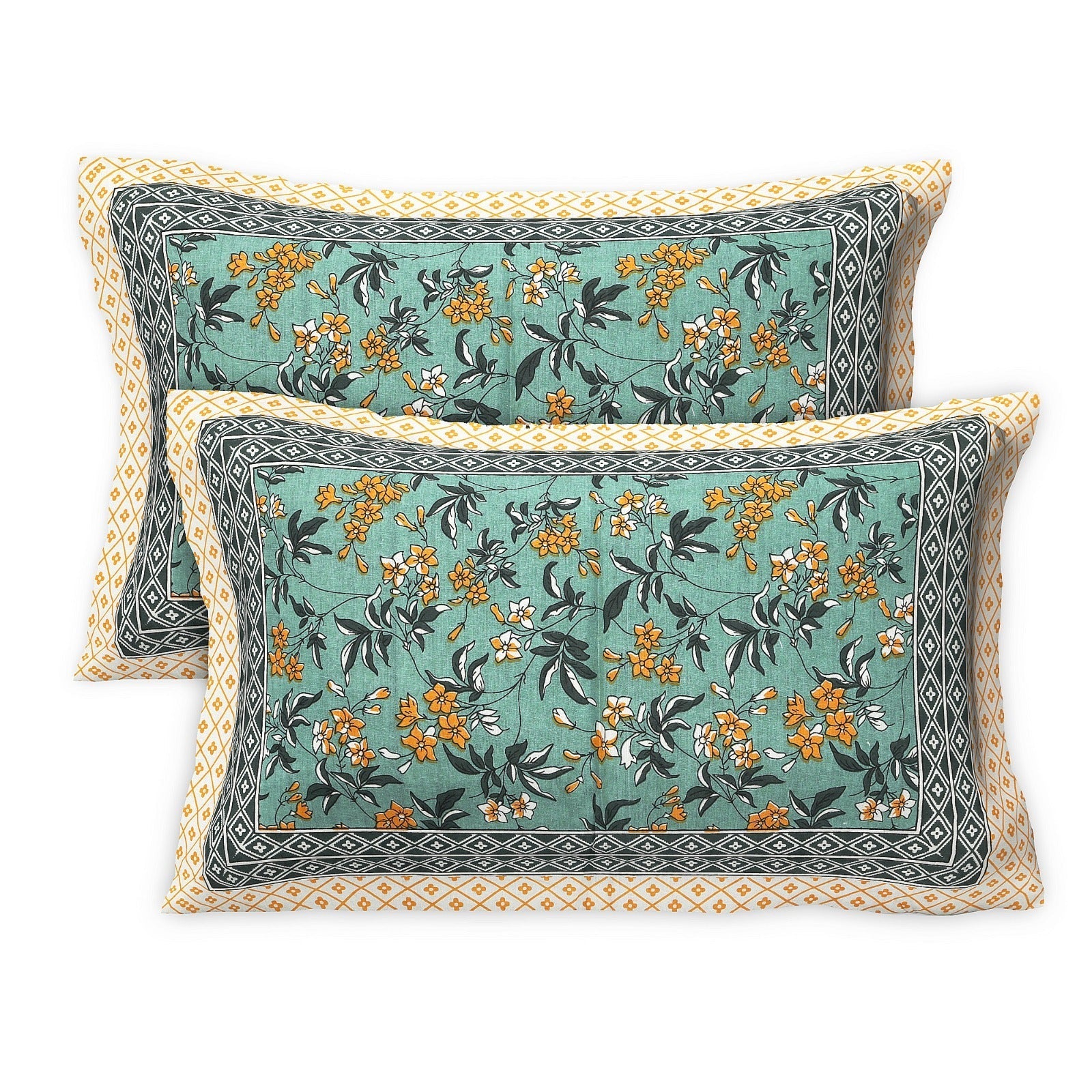 Rudra Bazaar Multicolour 210 TC Cotton Double King Bedsheet With 2 Pillow Covers - Distacart