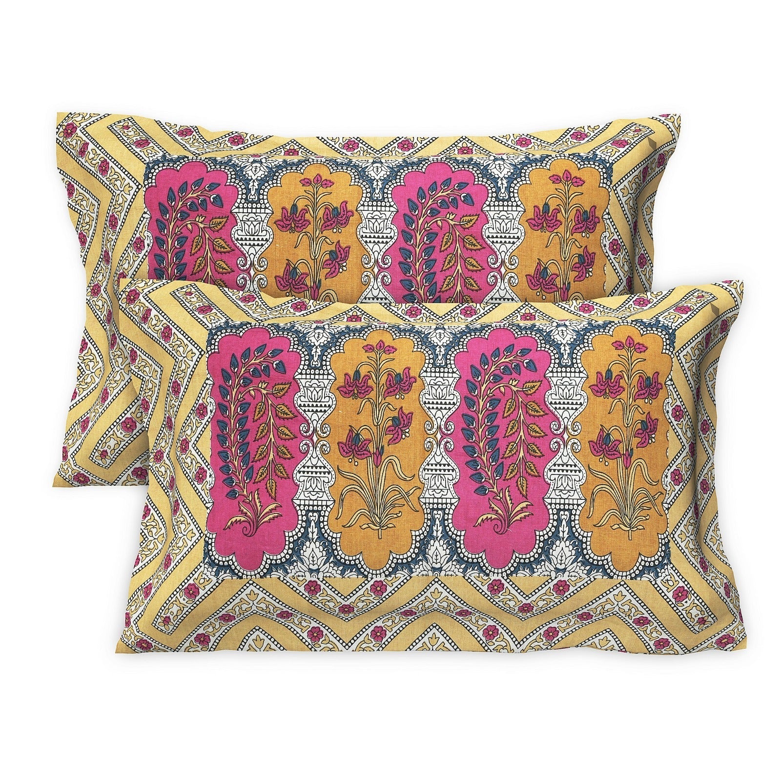 Rudra Bazaar Multicolour 210 TC Cotton Double King Bedsheet With 2 Pillow Covers - Distacart