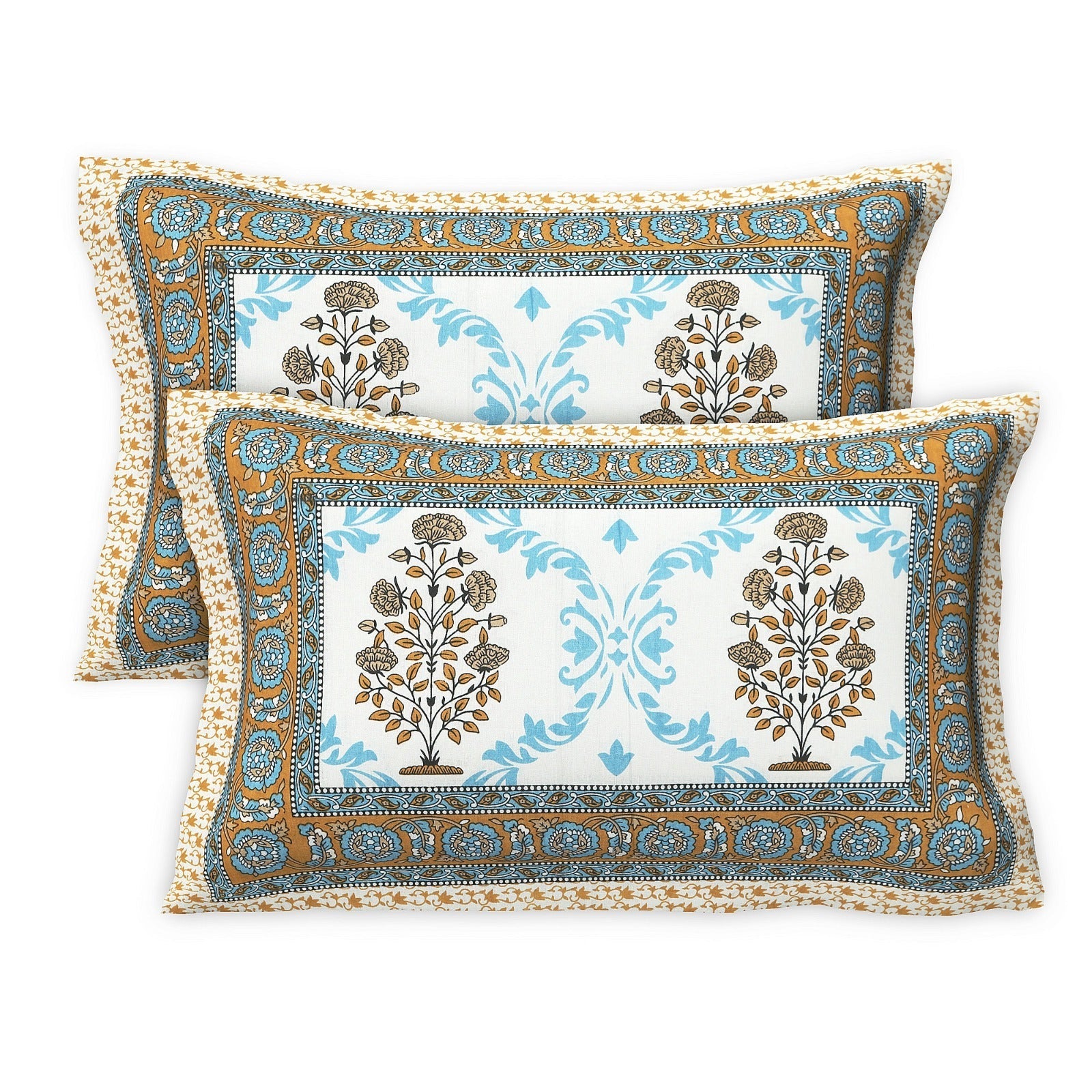 Rudra Bazaar Multicolour 210 TC Cotton Double King Bedsheet With 2 Pillow Covers - Distacart