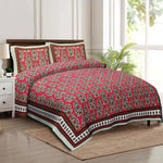 Thumbnail for Rudra Bazaar Multicolour 210 TC Cotton Double King Bedsheet With 2 Pillow Covers - Distacart