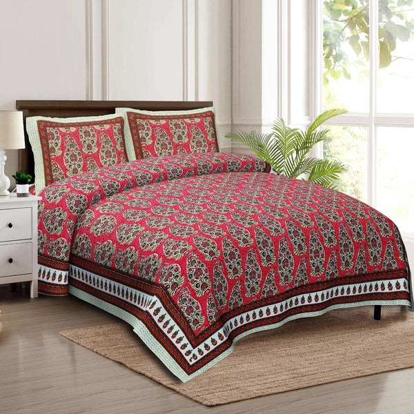 Rudra Bazaar Multicolour 210 TC Cotton Double King Bedsheet With 2 Pillow Covers - Distacart