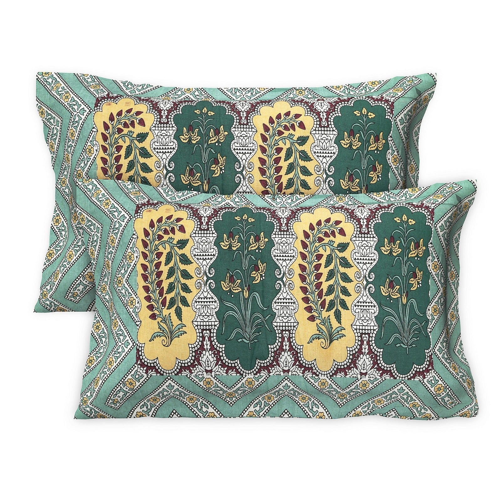 Rudra Bazaar Multicolour 210 TC Cotton Double King Bedsheet With 2 Pillow Covers - Distacart