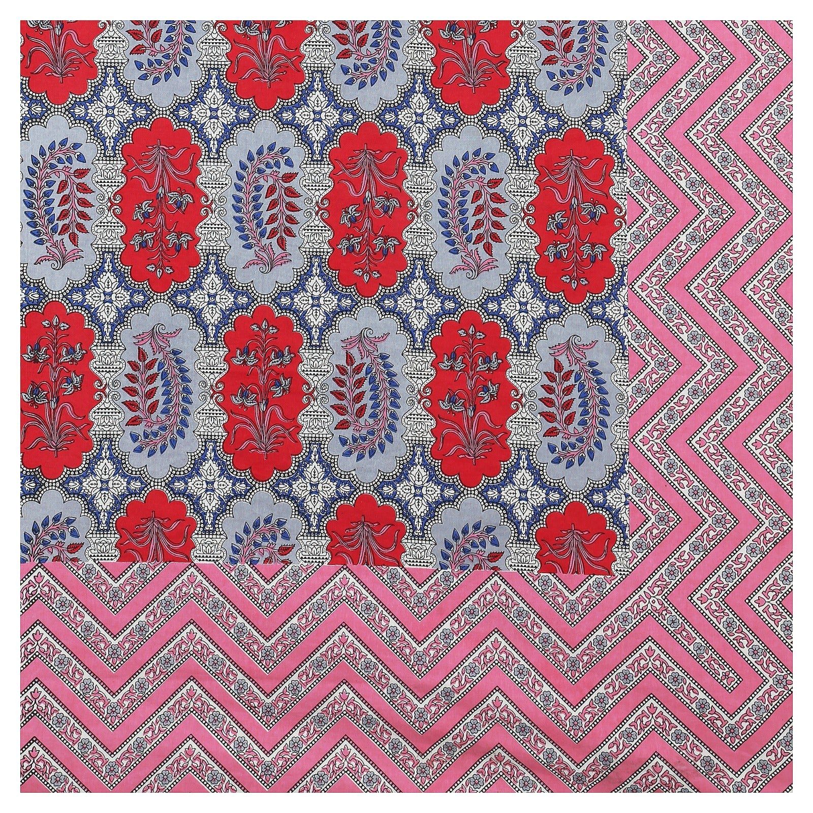 Rudra Bazaar Multicolour 210 TC Cotton Double King Bedsheet With 2 Pillow Covers - Distacart