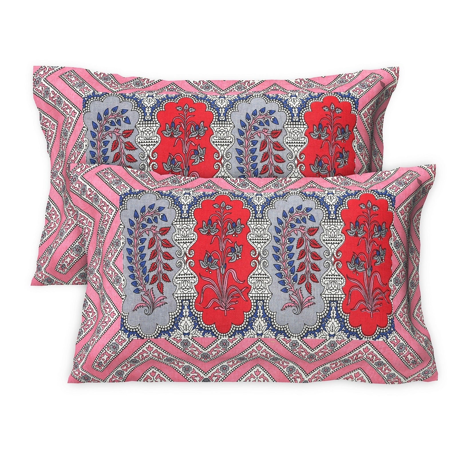 Rudra Bazaar Multicolour 210 TC Cotton Double King Bedsheet With 2 Pillow Covers - Distacart