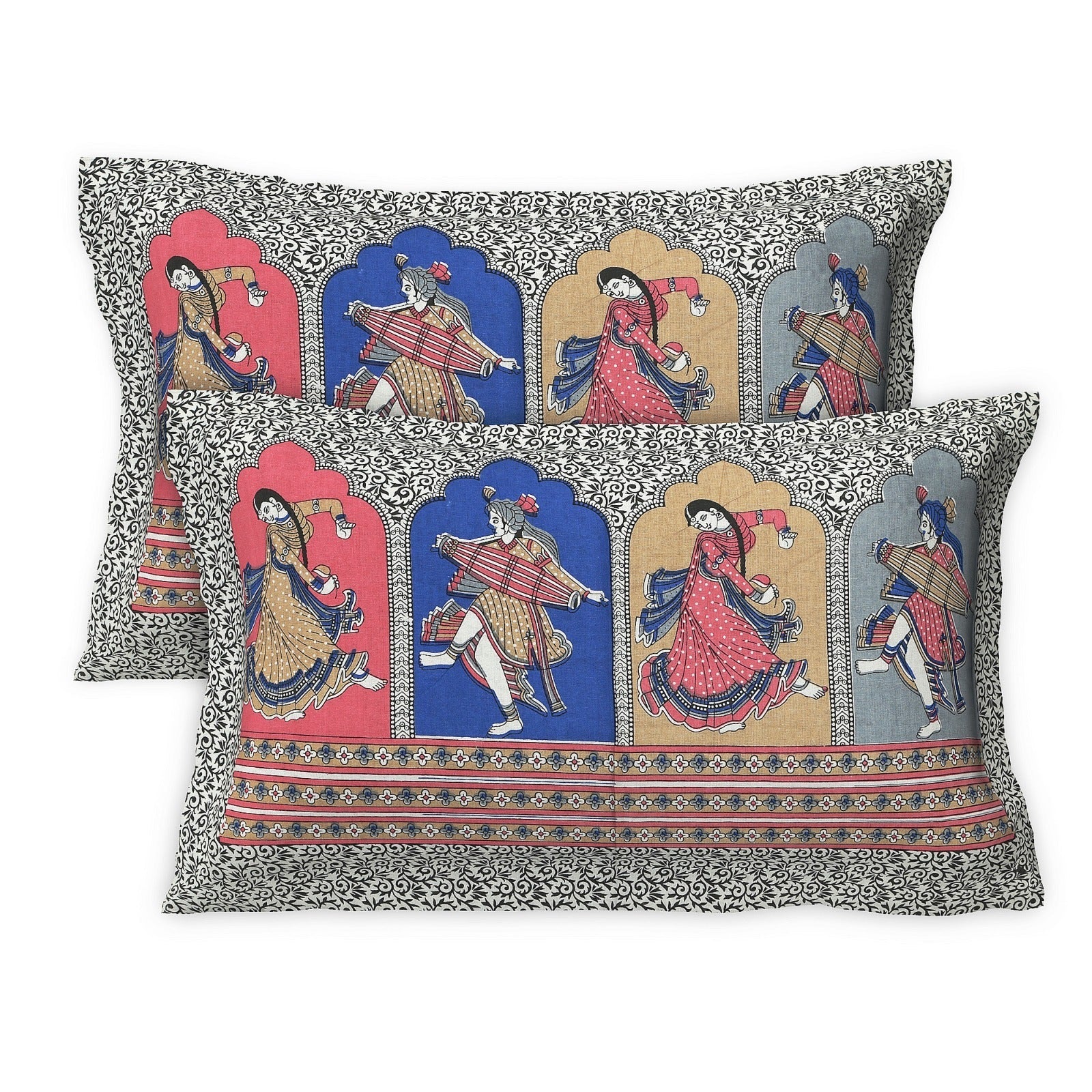 Rudra Bazaar Multicolour 210 TC Cotton Double King Bedsheet With 2 Pillow Covers - Distacart