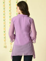 Thumbnail for Myshka Women's Purple Embroidered Party Fusion Top - Distacart