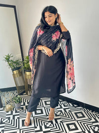 Thumbnail for Lyush Women's Embroidered Straight Kurta Pant With Dupatta - Black