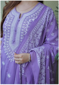 Thumbnail for Malishka Women's Viscose Floral Embroidered Straight Kurta Pant With Dupatta