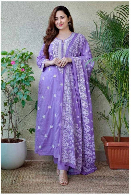 Malishka Women's Viscose Floral Embroidered Straight Kurta Pant With Dupatta