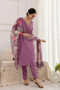 Thumbnail for Malishka Women's Viscose Yoke Design Solid Straight Kurta Pant With Dupatta