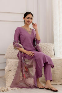 Thumbnail for Malishka Women's Viscose Yoke Design Solid Straight Kurta Pant With Dupatta