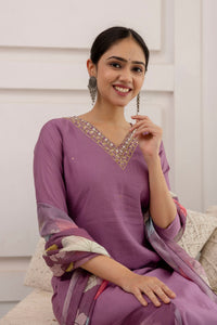 Thumbnail for Malishka Women's Viscose Yoke Design Solid Straight Kurta Pant With Dupatta