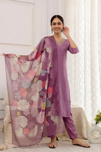 Thumbnail for Malishka Women's Viscose Yoke Design Solid Straight Kurta Pant With Dupatta