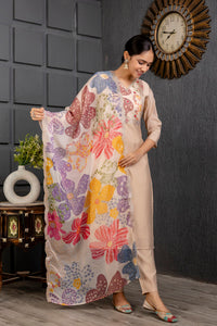 Thumbnail for Malishka Women's Viscose Yoke Design Solid Straight Kurta Pant With Dupatta
