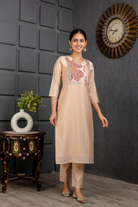Thumbnail for Malishka Women's Viscose Yoke Design Solid Straight Kurta Pant With Dupatta