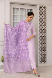 Thumbnail for Malishka Women's Viscose Yoke Design Solid Straight Kurta Pant With Dupatta