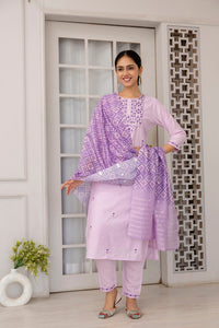 Thumbnail for Malishka Women's Viscose Yoke Design Solid Straight Kurta Pant With Dupatta