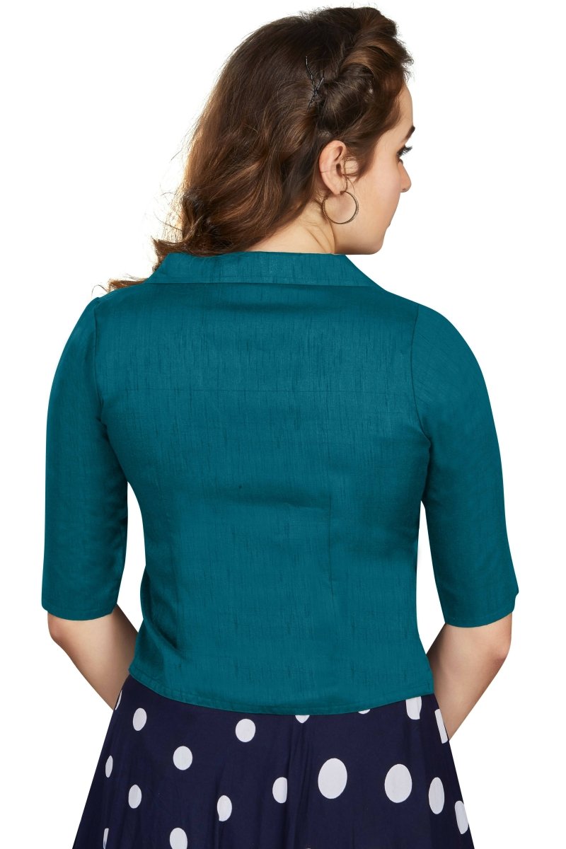 Aastha Fashion Women's Women's Teal Art Silk Button Readymade Blouse - Distacart