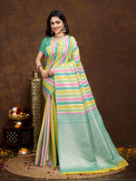 Thumbnail for Vedant Vastram Jacquard Work Fancy Bollywood Saree - Seegreen - Distacart