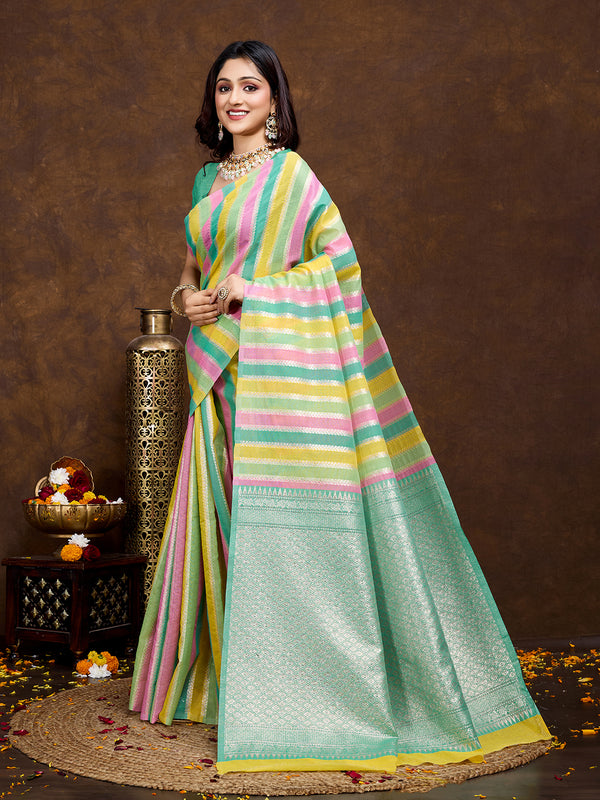 Vedant Vastram Jacquard Work Fancy Bollywood Saree - Seegreen - Distacart