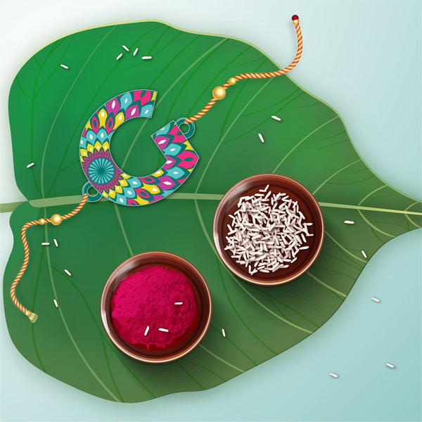 Indianvibez Alphabet G Wooden Rakhi - Kids Rakhi