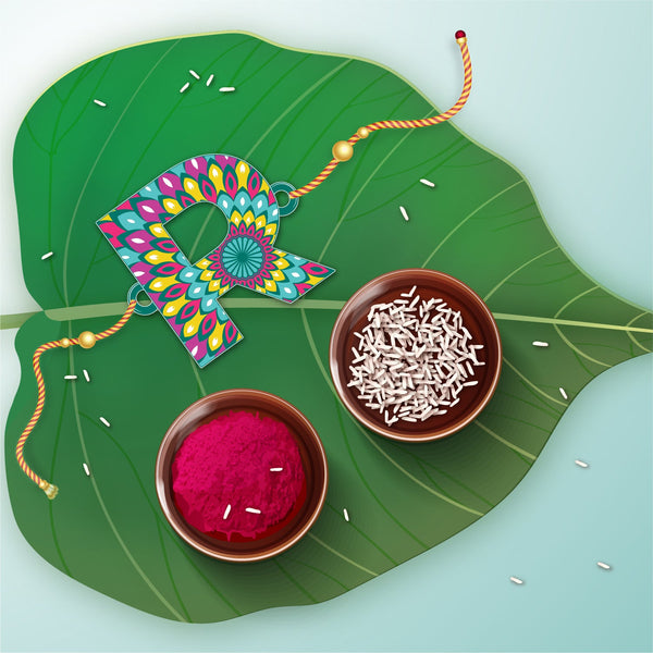 Indianvibez Alphabet R Wooden Rakhi - Kids Rakhi