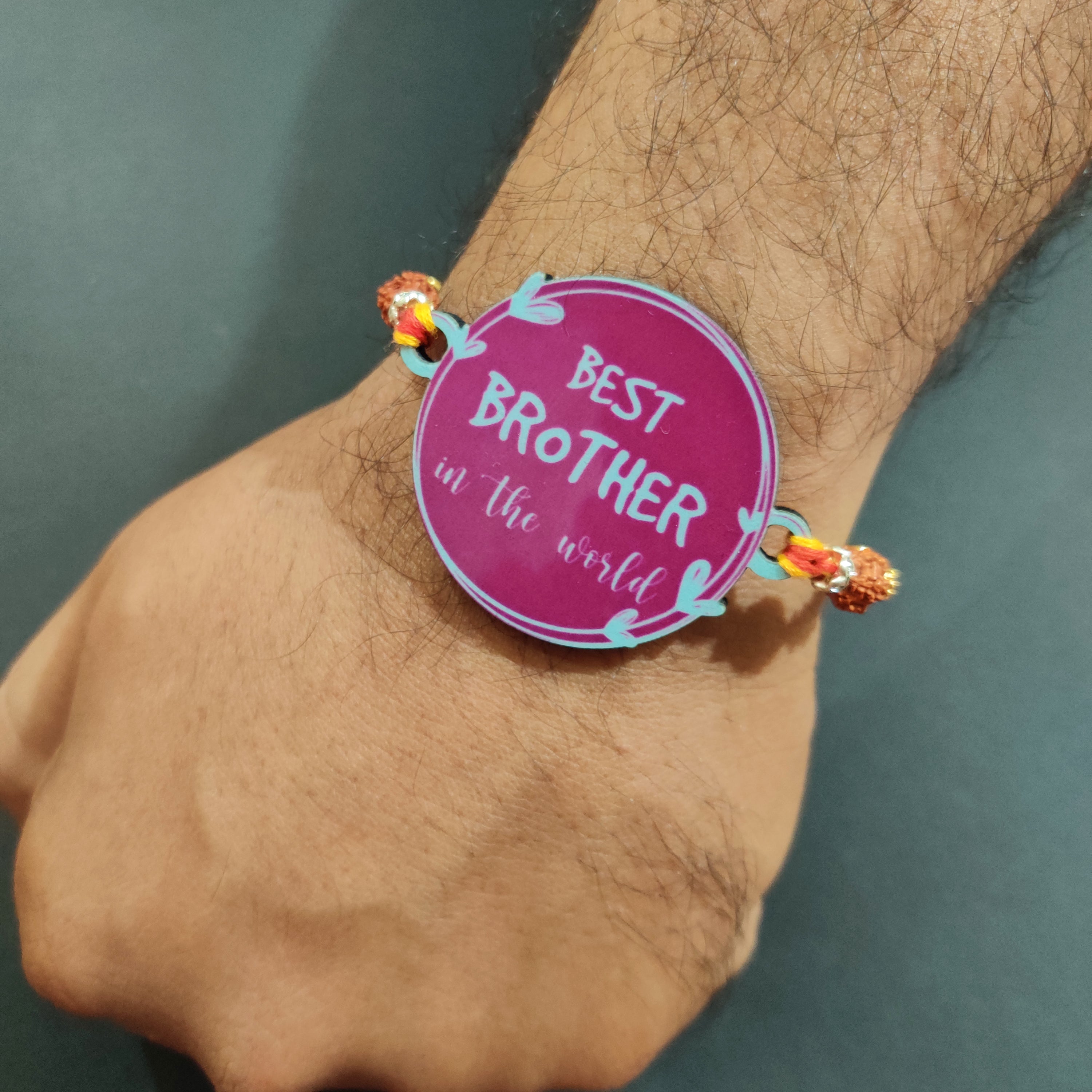 Indianvibez Best Brother in the World Wooden Rakhi with Rudraksha Thread| Rakhi for Bhaiya, Shop India - Kids Rakhi