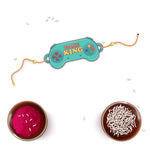 Thumbnail for Indianvibez Gamer King Bhai Wooden Rakhi with Rudraksha, Gaming Rakhi for Bro, Shop India - Kids Rakhi
