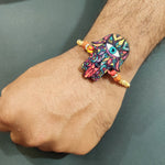 Thumbnail for Indianvibez Protective Hamsa Rakhi, Wooden Rakhi with Rudraksha Thread - Kids Rakhi