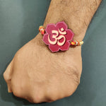 Thumbnail for Indianvibez Om Wooden Rakhi with Rudraksha Thread, Rakhi for Brother - Kids Rakhi