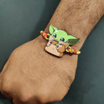Thumbnail for Indianvibez Yoda Wooden Rakhi with Rudraksha, Star Wars Rakhi for Bro, Shop India - Kids Rakhi