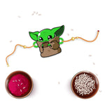 Thumbnail for Indianvibez Yoda Wooden Rakhi with Rudraksha, Star Wars Rakhi for Bro, Shop India - Kids Rakhi