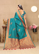 Thumbnail for Lorenvalley Fashion Rama Soft Silk Copper Zari weaving Design Saree - Distacart