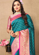 Thumbnail for Lorenvalley Fashion Rama Soft Silk weaving Design Rich Zari Weaving Saree - Distacart