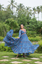 Thumbnail for Lorenvalley Rama Faux Georgette Bandhani Print Work With Kutchi Patch Work Gown - Distacart