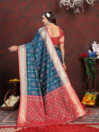 Thumbnail for Lorenvalley Fashion Rama Patola Silk Woven Design with Zari Meenakari Weaving motifs Pallu Saree