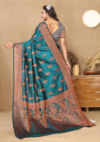 Thumbnail for Lorenvalley Fashion Rama Soft Katan Silk Woven Design Copper Zari Weaving Saree