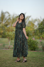 Thumbnail for Preksha Creation Women Green Multicolour Georgette Floral Maxi dress Gown - Distacart