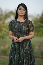 Thumbnail for Preksha Creation Women Green Multicolour Georgette Floral Maxi dress Gown - Distacart