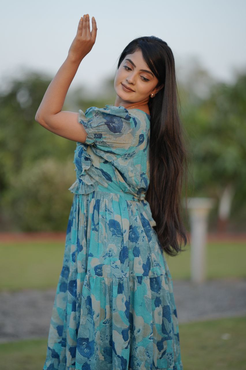 Preksha Creation Women Multicolour Georgette Floral Maxi dress Gown - Distacart