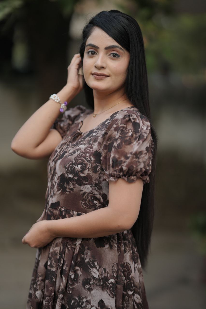 Preksha Creation Women Black Georgette Floral Maxi dress Gown - Distacart