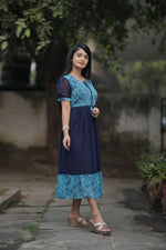 Thumbnail for Preksha Creation Women Blue Georgette Floral Maxi dress Gown - Distacart