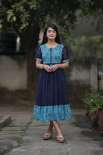 Thumbnail for Preksha Creation Women Blue Georgette Floral Maxi dress Gown - Distacart